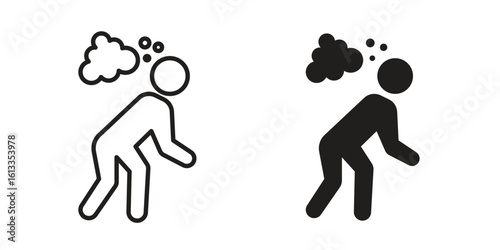 Drunk human icon vector in thin line and flat style with editable stroke