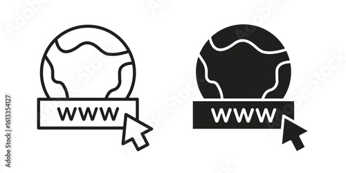 Domain icon vector in thin line and flat style with editable stroke