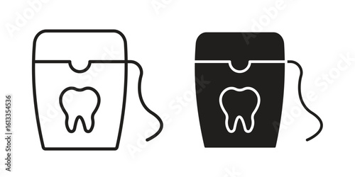 Dental floss icon vector in thin line and flat style with editable stroke