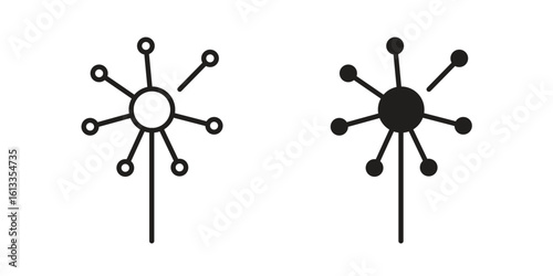 Dandelion icon vector in thin line and flat style with editable stroke