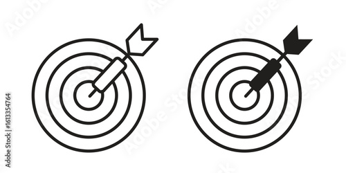 Dart icon vector in thin line and flat style with editable stroke