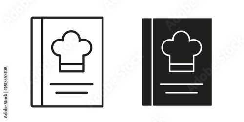 Cookbook icon vector in thin line and flat style with editable stroke