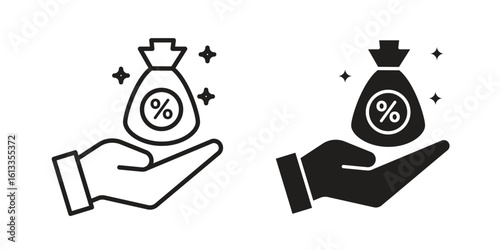 Commission icon vector in thin line and flat style with editable stroke