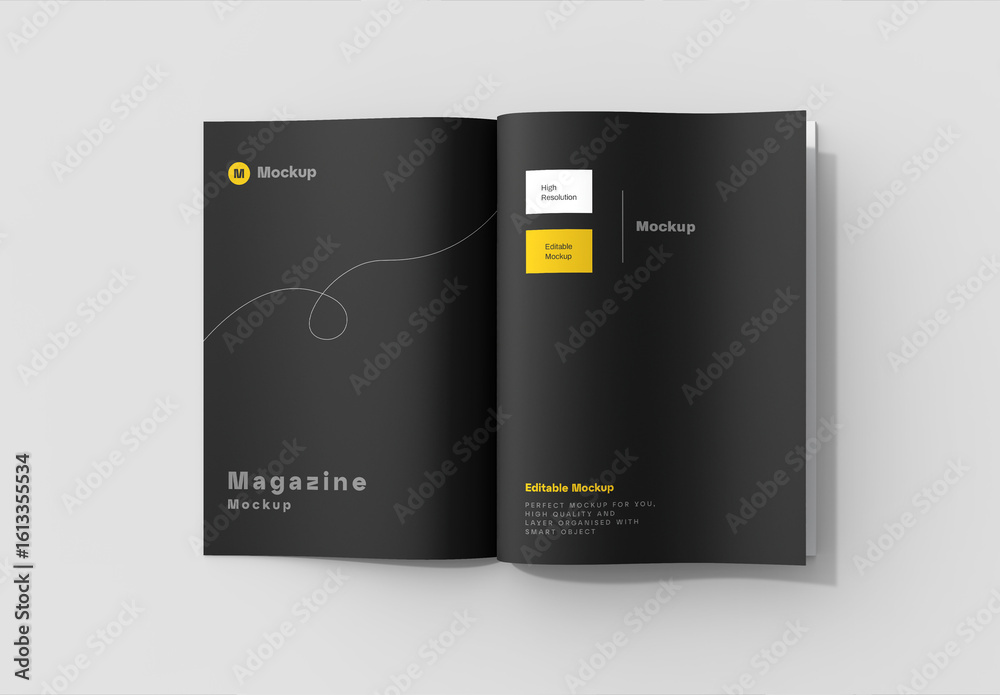 Open View Magazine Mockup PSD Stock Template | Adobe Stock