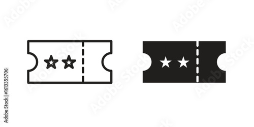 Cinema tickets icon vector in thin line and flat style with editable stroke