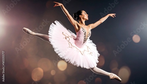 Ballerina in graceful mid-air leap