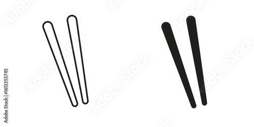 Chopsticks icon vector in thin line and flat style with editable stroke