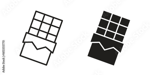 Chocolate icon vector in thin line and flat style with editable stroke