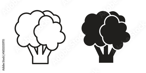 Cauliflower icon vector in thin line and flat style with editable stroke