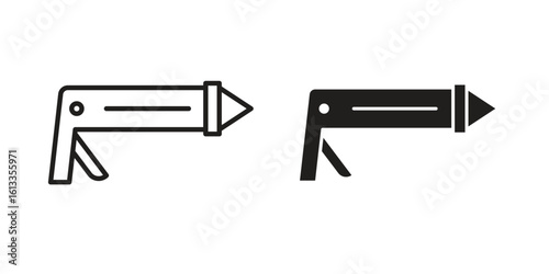 Caulk gun icon vector in thin line and flat style with editable stroke