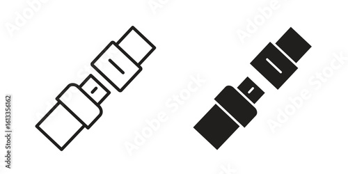 Car seat belt icon vector in thin line and flat style with editable stroke
