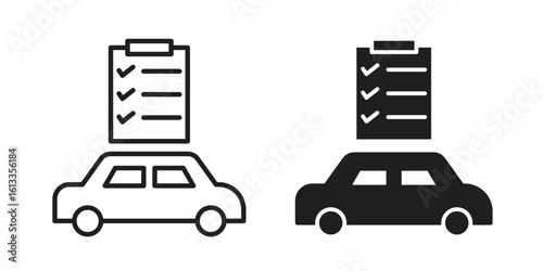 Car repair check list icon vector in thin line and flat style with editable stroke