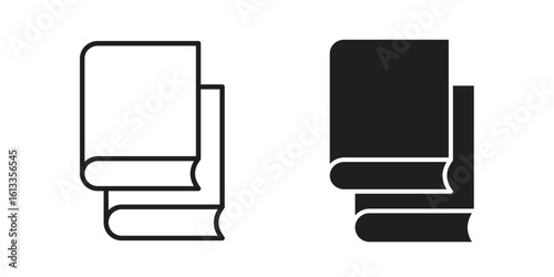Books icon vector in thin line and flat style with editable stroke