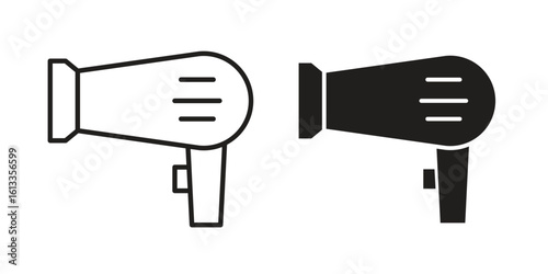 Blow dryer icon vector in thin line and flat style with editable stroke