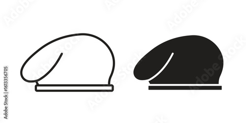 Beret icon vector in thin line and flat style with editable stroke