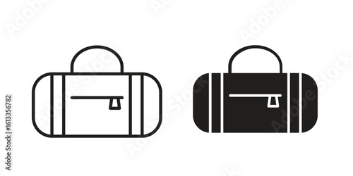 Barrel handbag icon vector in thin line and flat style with editable stroke
