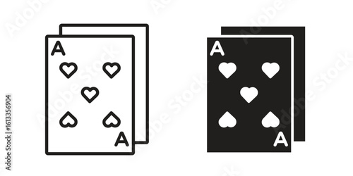 Baccarat icon vector in thin line and flat style with editable stroke