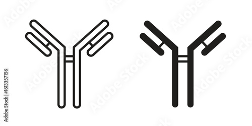 Antibody icon vector in thin line and flat style with editable stroke
