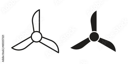 Airscrew icon vector in thin line and flat style with editable stroke