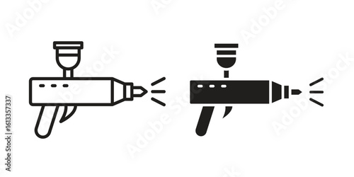 Airbrush icon vector in thin line and flat style with editable stroke