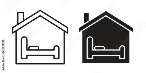 Accommodation icon vector in thin line and flat style with editable stroke