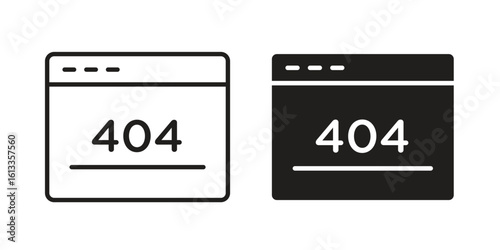 404 Error icon vector in thin line and flat style with editable stroke