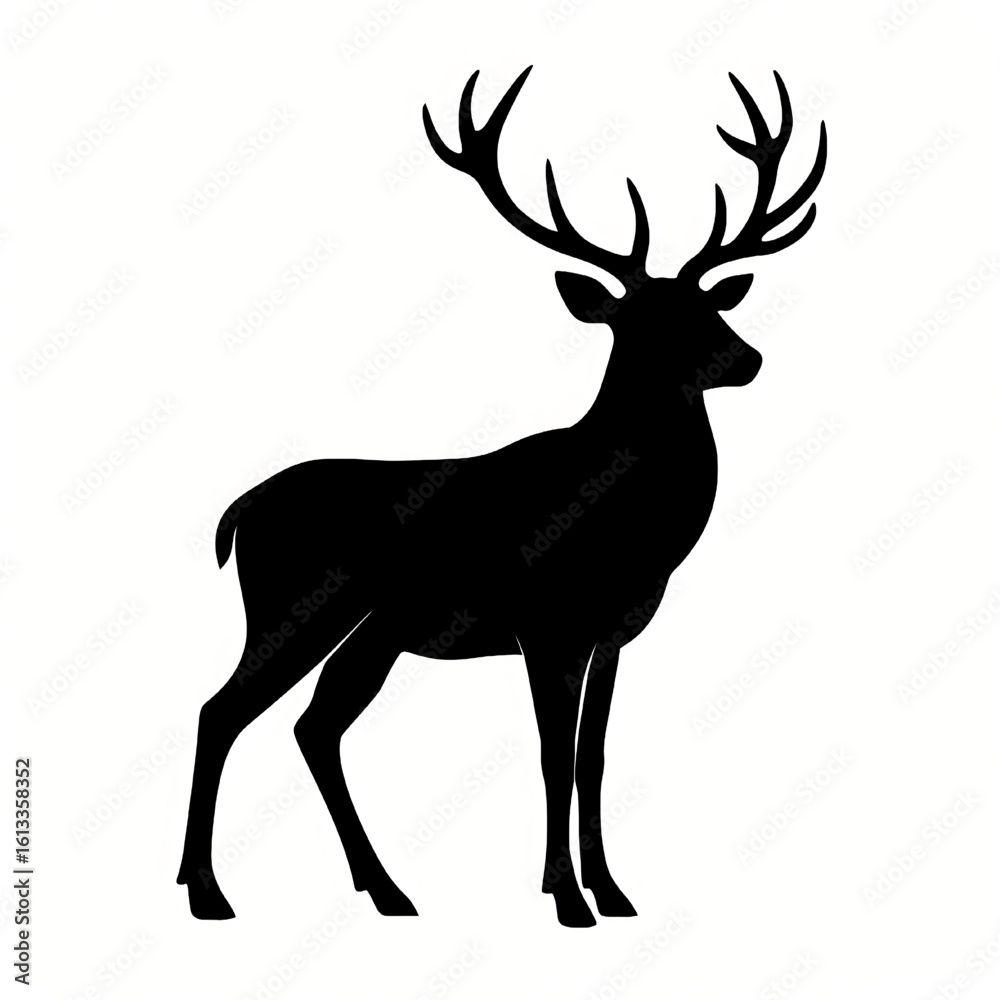 Obraz premium Graphic black silhouettes of wild deers.
