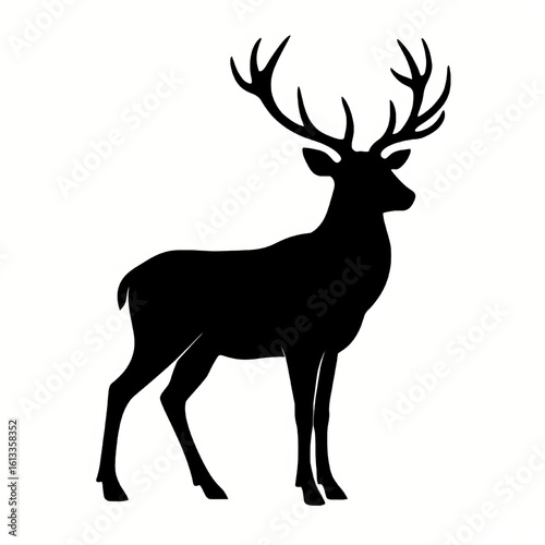 Graphic black silhouettes of wild deers.