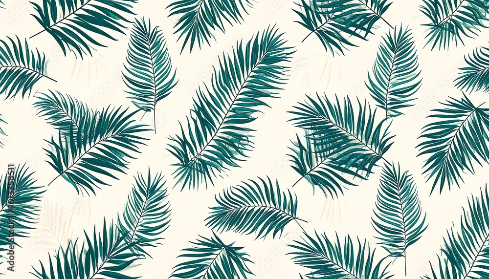 Seamless tropical pattern with exotic green palm leaves for summer designs Seamless tropical pattern with exotic green palm leaves for summer designs