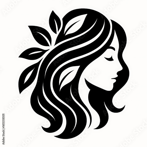 Spa wellness logo beauty woman head female flower vactor.