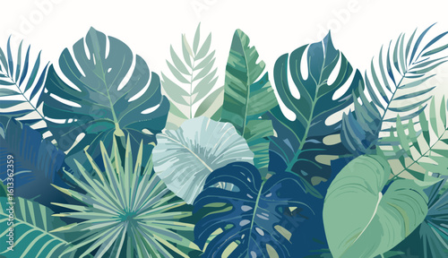 abundance of tropical greenery leaves Background Illustration vector printed