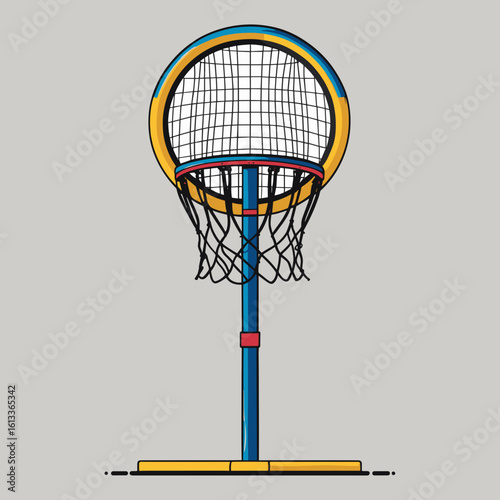 Basketball hoop with net on gray background  