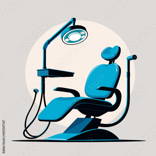 Dental chair with lamp and equipment in modern design  