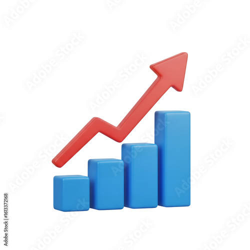 Free Download 3D Bar Chart Showing Business Growth and Positive Trend Isolated on Transparent Background - GFXLoad