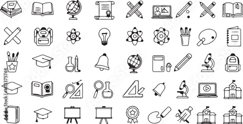 Back-to-school education learning icons