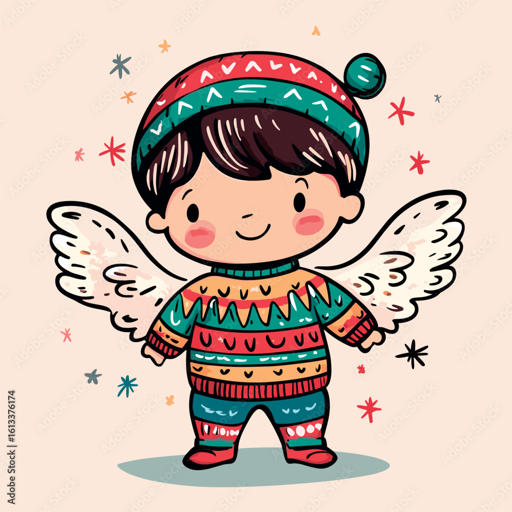Obraz premium cute little angel childish isolated vector illustration