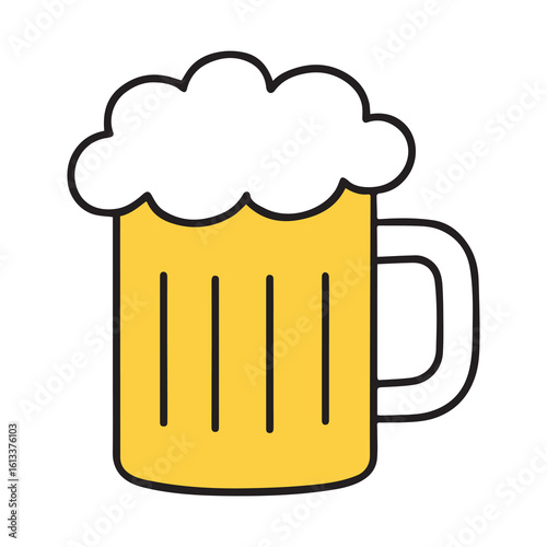 Beer Mug with White Foam. Celebration, Bar Drink, Fun Alcohol, Cheers, Pub Beverage Concept