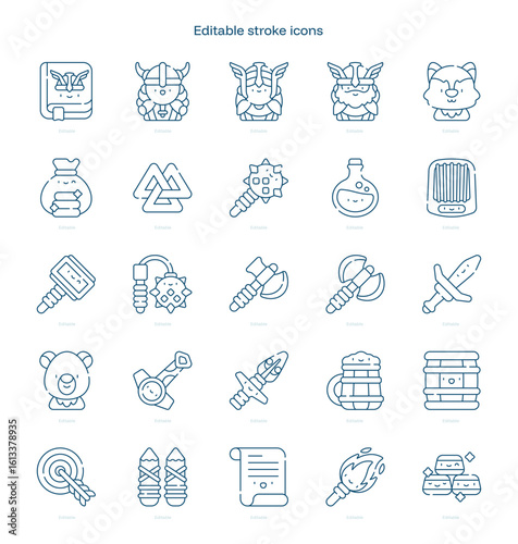 Viking stroke icon. Viking line icon set. editable stroke icon pack