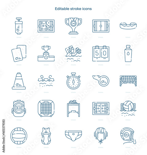 Water Polo Team stroke icon. Water Polo Team line icon set. editable stroke icon pack