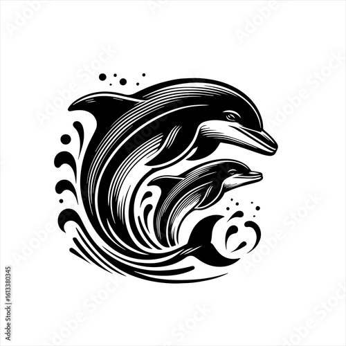 Wallpaper Mural Dolphins isolated on white background Torontodigital.ca