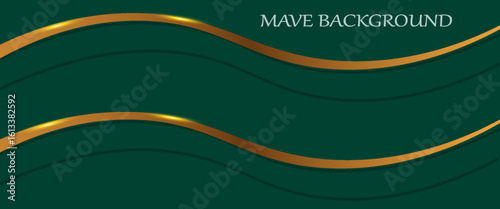 Dark green digital art waves with gold light in the middle, design background for element design.
