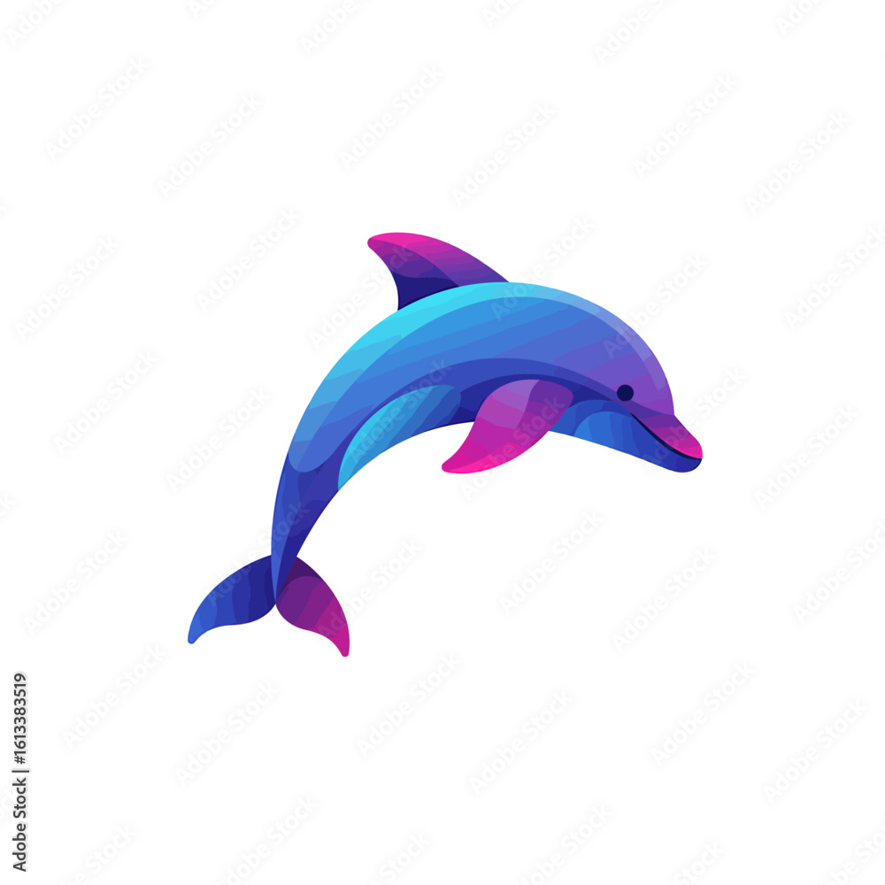 Fototapeta premium Dynamic Dolphin Leaping, Marine Life, Underwater Scene, Illustration, Colorful Environment, Side View, Wildlife Concept