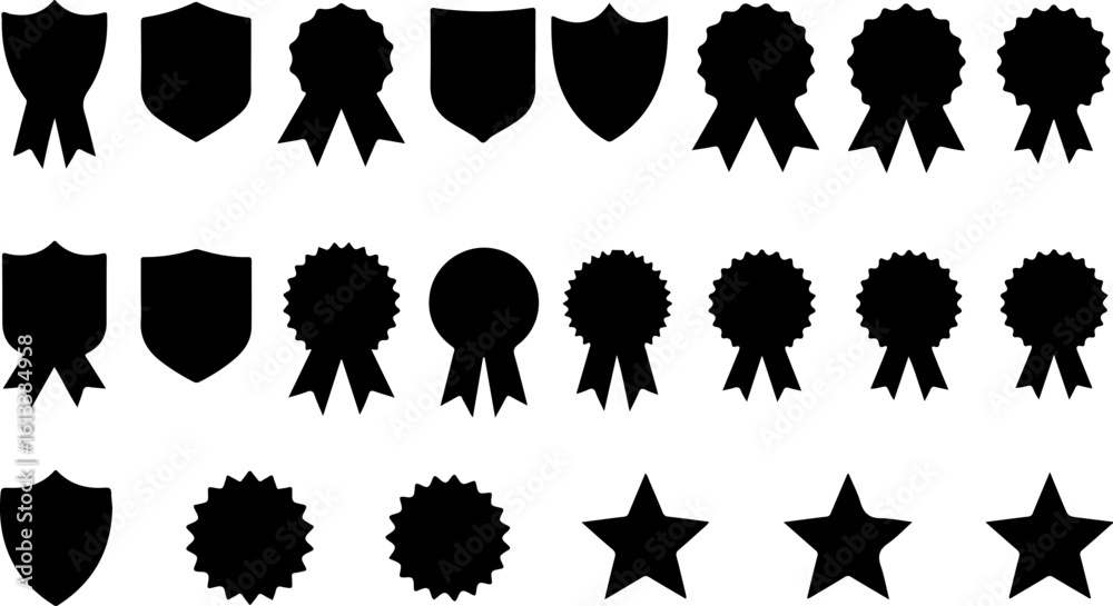 Fototapeta premium Badge and Ribbon Vector Icons