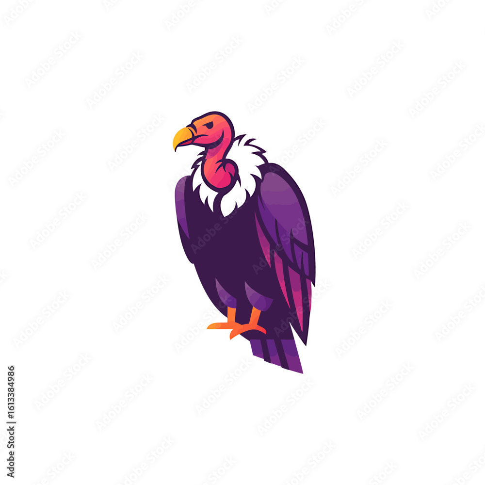 Fototapeta premium Vibrant Vulture Illustration, Wildlife Art, Digital Creation, Colorful Design, Creative Environment, Artistic Viewpoint