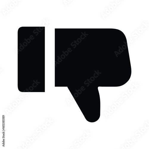 Minimalist Black Thumbs Down Icon on White Background