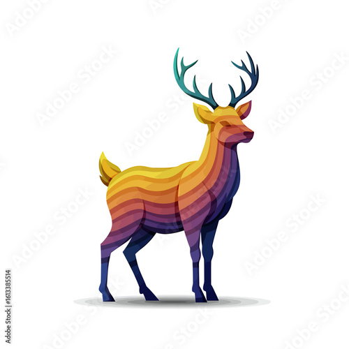 Vibrant Deer: A captivating illustration of a deer, brought to life with a spectrum of colors, designed to evoke a sense of wonder and celebrate the beauty of nature
