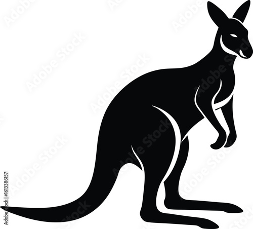 A kangaroo standing silhouette on transparent backgrounds
