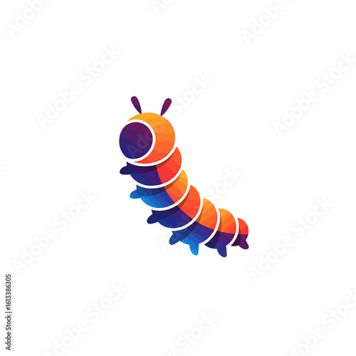 Colorful Caterpillar: A whimsical illustration of a vibrant caterpillar, its segmented body and playful demeanor brought to life through eye-catching gradients.