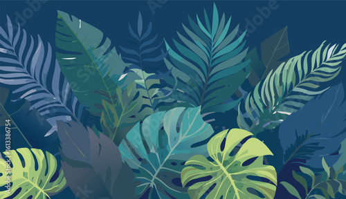 abundance of tropical greenery leaves Background Illustration vector printed