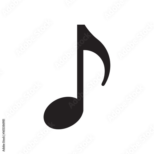 Black eighth note musical symbol on white background vector